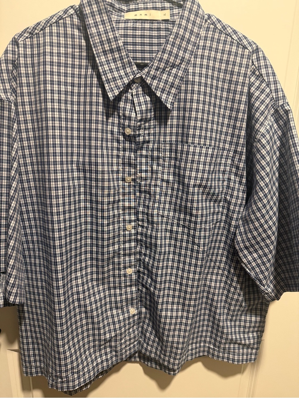 MNML Blue and White Plaid Casual Button-Down Shirt